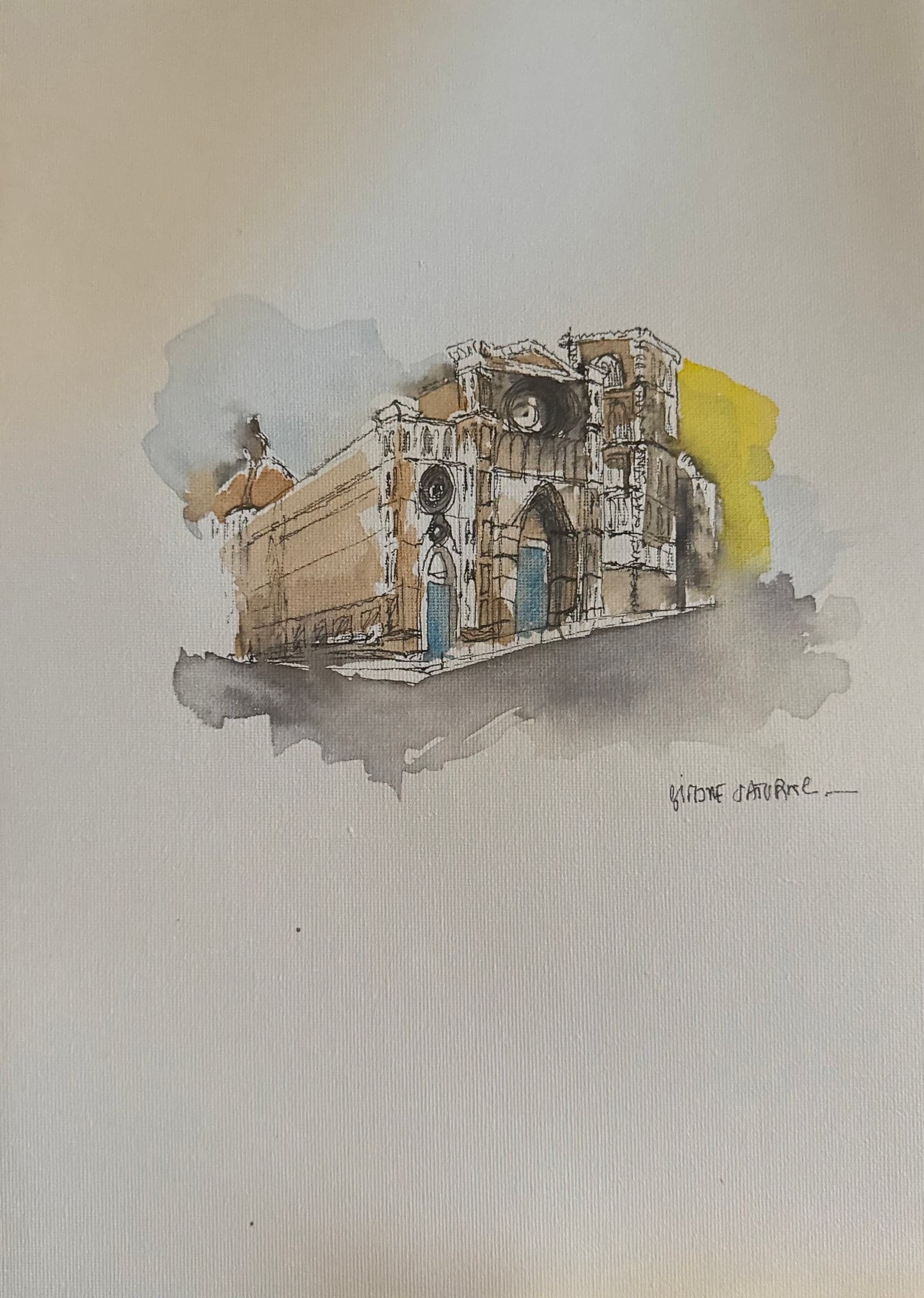 Le petit firenze - Aquarelle originale de Simona Saturn - 21 x 29,7