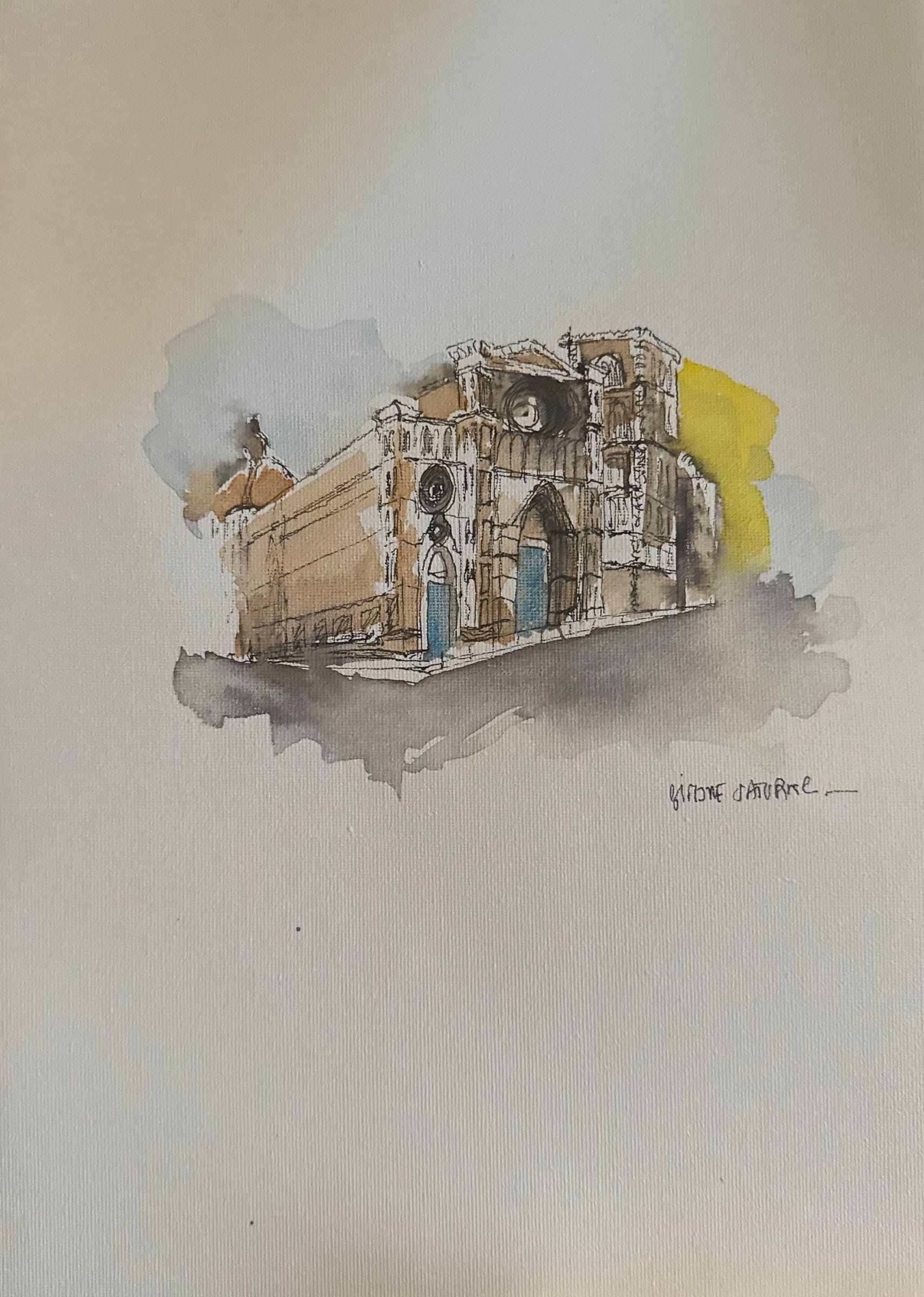 Le petit firenze - Aquarelle originale peinte à la main par Simona Saturn