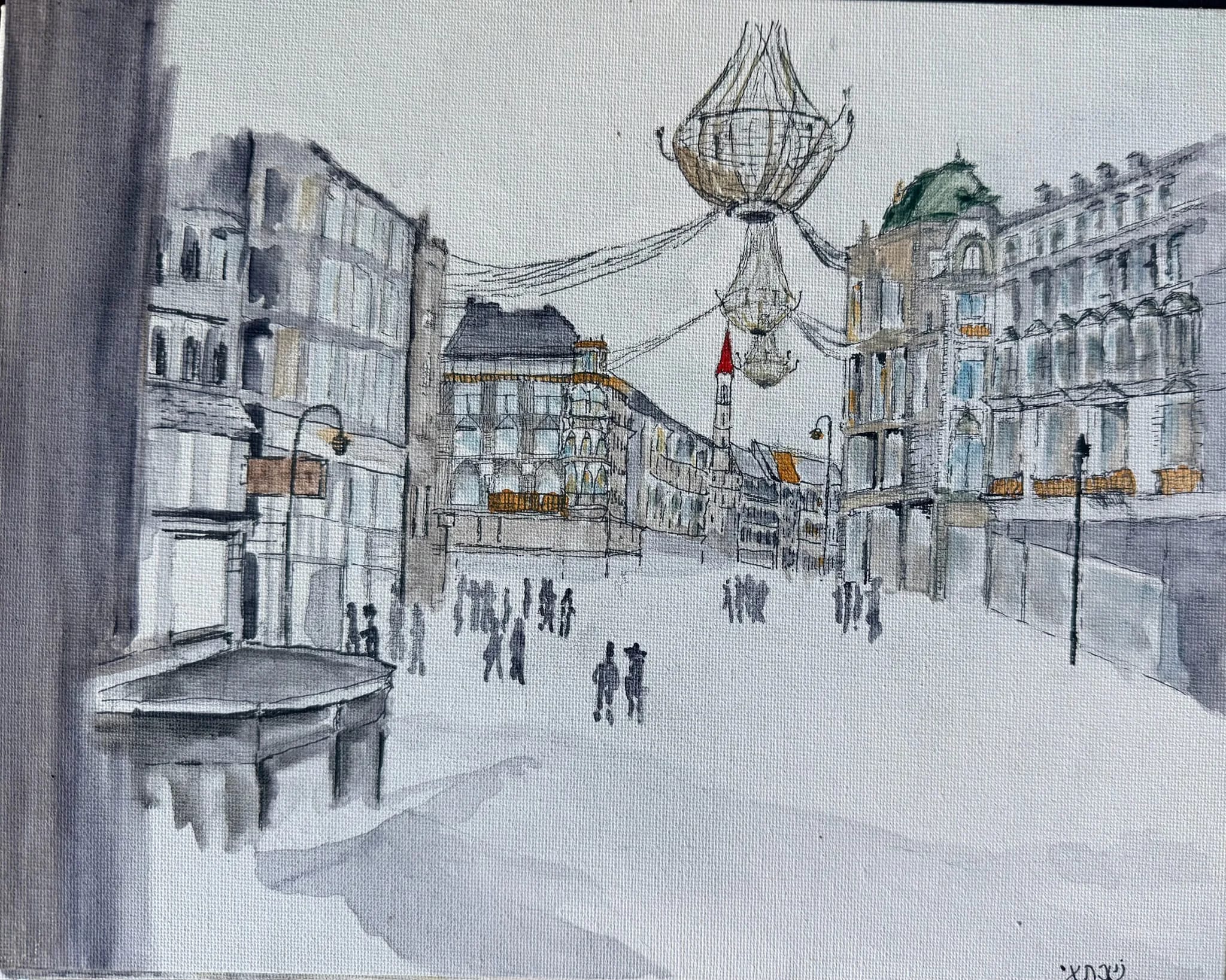Illuminations d’hiver - Aquarelle originale peinte à la main par Simona Saturn