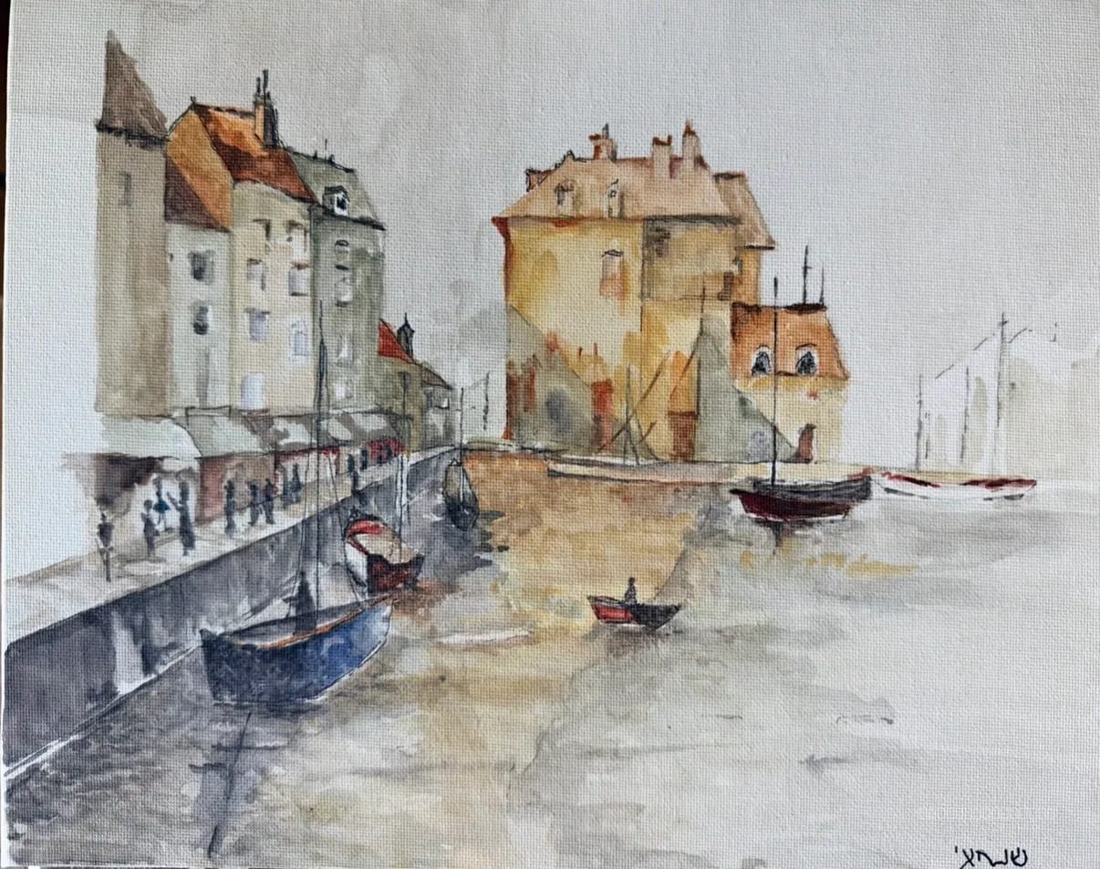 Au port d’Yeu - Aquarelle originale peinte à la main par Simona Saturn
